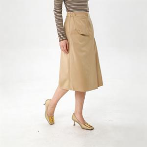 Mode dames kaki asymmetrische midi rok casual hoge taille A-lijn geplooide rok voor de zomer - Product Image 3