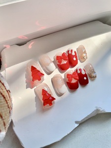 <span class=keywords><strong>Uñas</strong></span> Postizas Acrílicas Largas Hechas a Mano de Lujo para Navidad con Accesorios de Diamantes de Imitación, <span class=keywords><strong>Uñas</strong></span> a Presión de Alta Calidad con Diseño Elegante - Product Image 3