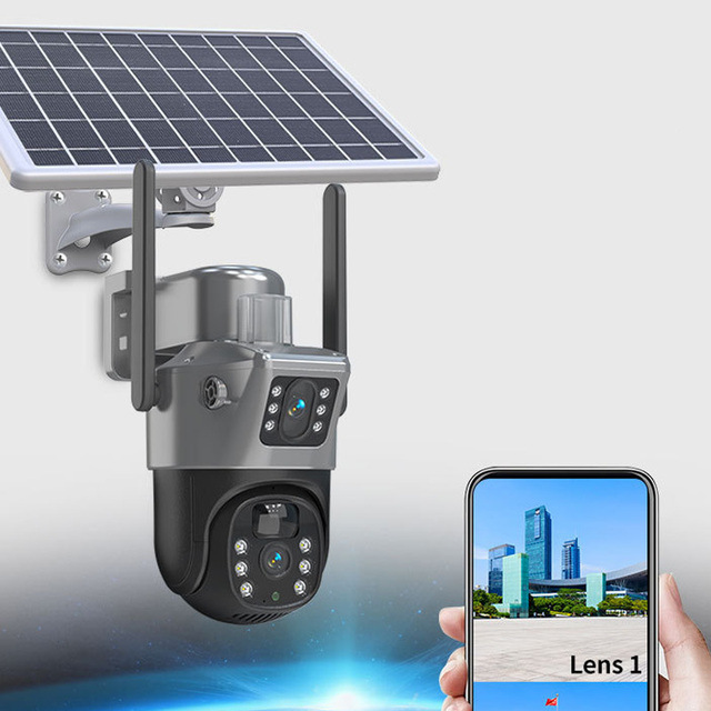 Direct Factory Price 360 Degree Mobile Remote Wifi Solar Camera Outdoor Security Cameras Motion Detection