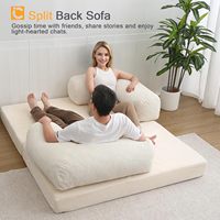 Sofá Cama Futón 4 en 1, Tamaño Queen, Dos Plazas, Plegable, Convertible, con Reposabrazos en Forma de L y Funda Extraíble |   Sala de Estar de PU que Ahorra Espacio