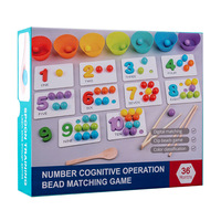 Jeu de perles à enfiler numérique pour enfants, éducation précoce, arithmétique, puzzle en bois - Aide à l'apprentissage - Cadeau pour grande classe