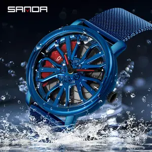 SANDA 1057 hohe qualität made in China männer quarzuhr excel Mesh band abdichtung töpfchen stilvolle Concise Leisure uhr design