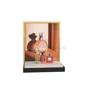 Rechi Schoonheidswinkel Display Armatuur Teller Acryl Huidverzorging Winkel Pos Display Rack Met Led Make-Up Parfum Fles Merchandiser