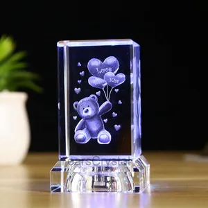 Wholesale crystal 3d laser engraved bear for lover gifts R-0150