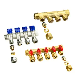 TUBOMART OEM Brass Pipe Manifolds Distributors Brass Valves Collectors Heating Water Manifolds For Pex Fittings