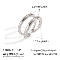 Bague ouverte à double boucle de style européen, plaquée or 18 carats, minimaliste, décorative pour femmes