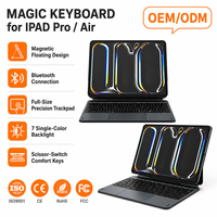 Clavier Magique Sans Fil avec Étui pour iPad Pro 12.9 & Air 13 M2 M3, Support Flottant Cantilever, Trackpad Rétroéclairé MK023