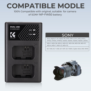 Chargeur rapide double fente K&F Concept NP-FW50 pour batteries <span class=keywords><strong>Sony</strong></span> A6000 A6500 A6300 A6400 A7 A7II A7RII A7SII A7S A7S2 A7R A7R2 A55 - Product Image 6