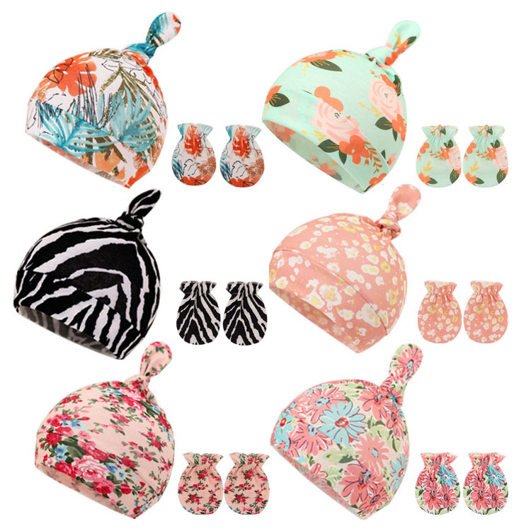 Детская шапочка и варежки с принтом на заказ, шапка и варежки для новорожденных девочек