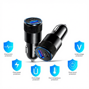 ที่ชาร์จในรถยนต์อลูมิเนียมอัลลอยด์ 30W PD Type-C USB-A 5V/3A ที่ชาร์จอเนกประสงค์ป้องกันกระแสเกินสำหรับโทรศัพท์ - Product Image 4