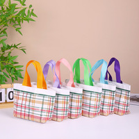 Mini sacs fourre-tout en PP tissé à carreaux, sacs promotionnels personnalisés avec logo pour le commerce de détail et les cadeaux d'entreprise