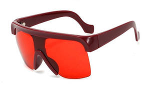 Gafas de Sol Grandes de una Sola Pieza Coloridas de Moda 2019, Gafas de Sol de Protección para Mujer, Color Rojo - Product Image 2