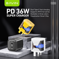 Pabrik BAVIN transparan PC873E steker uk pd 36w Tipe c portabel ponsel android dinding pengisi daya Cepat