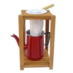 Support carré en bois naturel pour filtre à café à couler avec base stable, capacité de 350 ml, écologique - Product Image 3