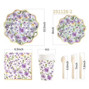 Assiettes et serviettes en papier florales DAMAI, fournitures de fête, vaisselle jetable pour mariage, anniversaire, baby shower, fête du thé - Product Image 4