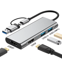 Hub USB Type C 4-en-2 de haute qualité avec station d'accueil 4 ports 1080p HDTV en alliage d'aluminium en stock