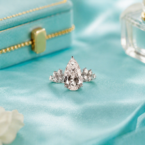 Pear Cut Diamond Engagement <b>Ring</b> , 10K,14K or 18K solid gold & <b>925</b> <b>Silver</b> Leb Grown Diamond igi Certified Classic Style - Product Image 1