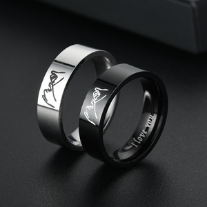 Cincin Pasangan Anti Karat Baja Tahan Karat Hadiah Valentine untuk Kekasih, Janji <span class=keywords><strong>Pinky</strong></span> I Love You, Perhiasan - Product Image 2