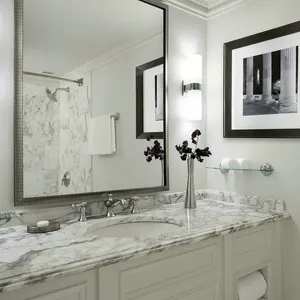 现代白色柜台大理石浴室地板墙面梳妆台顶部阿拉伯马摩尔预浴室台面大理石