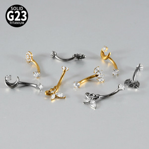 <span class=keywords><strong>Gioielli</strong></span> per <span class=keywords><strong>Piercing</strong></span> in Titanio Astm F136 con Ottone, Forme di Cuore, Luna e Farfalla, Anelli per <span class=keywords><strong>Ombelico</strong></span> - Product Image 4