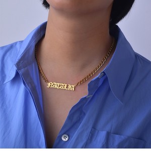 <span class=keywords><strong>Collana</strong></span> con ciondolo a lettera <span class=keywords><strong>personalizzata</strong></span> Hip Hop, catena a maglie grosse, in acciaio inossidabile anti-ossidazione, con <span class=keywords><strong>nome</strong></span> personalizzato, per dropshipping - Product Image 2