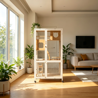 Villa pour chat minimaliste moderne, condo pour chat à plusieurs niveaux, en contreplaqué, MDF, fer, maison pour animaux de compagnie, intérieur/extérieur, pour toutes les saisons