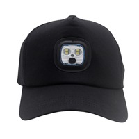 Gorra de Béisbol con Luz LED Recargable, Linterna Frontal Manos Libres Ajustable para Camping, Pesca, Trabajo Nocturno, 100% Poliéster