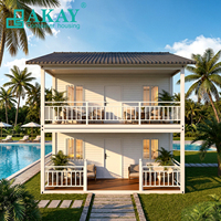 Maison conteneur AKAY, étanche, résistante à l'humidité, villa modulaire préfabriquée de luxe à 2 étages, duplex, petite maison pour bureau ou logement
