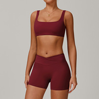 Ensemble de 2 pièces de vêtements de yoga pour femmes, écologiques, respirants, à carreaux, avec soutien-gorge et leggings à taille élastique pour la salle de sport et le fitness
