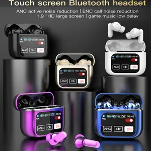 Auriculares inteligentes con reducción de ruido, auriculares inalámbricos con Bluetooth, auriculares con graves estéreo 5,3 Real ENC ANC, pantalla LCD a Color