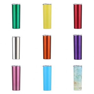 20oz Sublimation Skinny Tumbler Stainless Steel White Straight Blank with Lid <b>Straw</b> <b>Metal</b> - Product Image 3