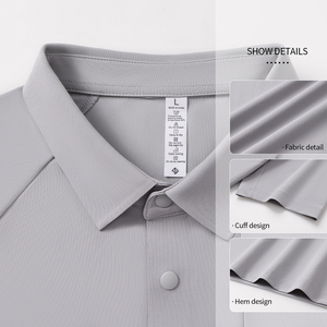 Polo-shirts de golf pour hommes, manches courtes, anti-plis, haute qualité, boutonnés, style business casual, pour l'été. - Product Image 4