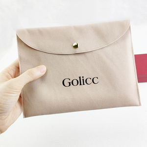Bolsas de Joyería Personalizadas de 8 x 8 cm con Logotipo, Bolsa de Regalo de Terciopelo con Botón a Presión, Bolsa de Microfibra para Joyería de Lujo - Product Image 1