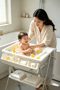 Station de change pour bébé pratique et pliable avec structure métallique robuste et barrières de sécurité pour le change des couches des nouveau-nés - Product Image 6