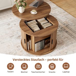 Table basse ronde en bois moderne SENYU avec plateau relevable et rangement dissimulé pour le mobilier de salon - Product Image 5