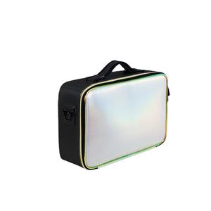 Trousse de maquillage portable OBOX noire irisée avec fermeture éclair et poignée souple pour usage quotidien - Product Image 1