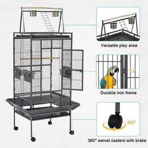 Jaula de Lujo de Gran Espacio para Loros y Guacamayos - Jaula Móvil de Vuelo con Divisor de Cría y Villa Duradera de Alambre de Hierro para Mascotas - Product Image 3