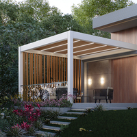 Pergola bioclimatique motorisée en aluminium pour extérieur avec finition en PVC enduit de poudre - Dimensions 3x3m/4x4m/4x6m - 100% étanche