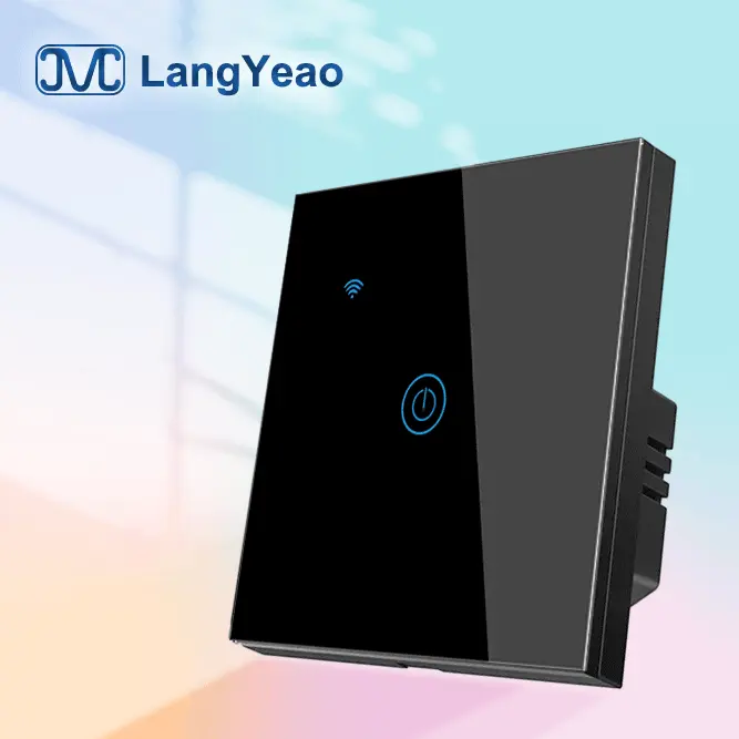 Langyeao New Design WIFI+BLE Eu/Uk 1_2_3_4 Gang Glass Touch Light Switch Tuya Smart Switch Wifi Mobile remote control