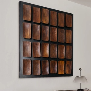 黒木の壁飾り 木彫りアート装飾 モダン幾何学模様 3Dウォールアート 壁飾り - Product Image 2