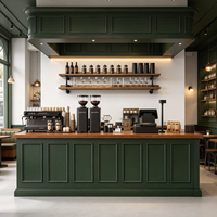 Design d'intérieur moderne pour boutique de bubble tea, comptoir de présentation de desserts en pierre, mobilier de boulangerie en bois, équipements pour café
