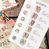 15ml UV Gel Linglong Stone Magnetic Cat Eye 6-Warna Tahan Air Cat Kuku dengan Botol yang Dapat Disesuaikan untuk Seni Kuku