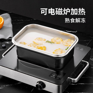 Stainless Steel Food <b>Storage</b> Container Rectangle Clip On Lid 304 <b>Material</b> For Refrigerator Camping Meal Prep - Product Image 4