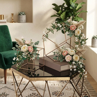 Centre de table moderne en métal doré géométrique, cube en fer détachable, cadre creux élégant pour mariage, fête en extérieur, décoration de table