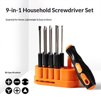 Jeu de tournevis multifonction 9-en-1 pour la maison, tournevis cruciformes et plats, acier au carbone alliage S2