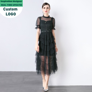 Nouvelle Collection 2025 – Robe de Soirée Élégante à Manches Courtes en Maille, Taille Cintrée, pour Femme - Product Image 4