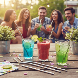 Eco-Friendly Reusable Stainless Steel Drinking <b>Straws</b> Colorful Party Favor Accessory Top OEM Food Grade Bar Accessory <b>Metal</b> - Product Image 3
