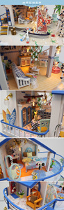 DIY Cottage Blue Sea Legend, modèle de maison en bois fait main, kit de construction, modèle de villa, jouet de décoration, cadeau exquis - Product Image 5