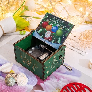 Boîte à musique de Noël, cadeau de Noël pour fille, fils, amis, sœur, boîte à musique en bois à manivelle, cadeaux de Noël et de Nouvel An - Product Image 3