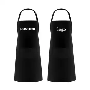 Grembiule da donna da cucina professionale con Logo personalizzato con tasca regolabile in acqua resistente all'olio grembiule nero - Product Image 5